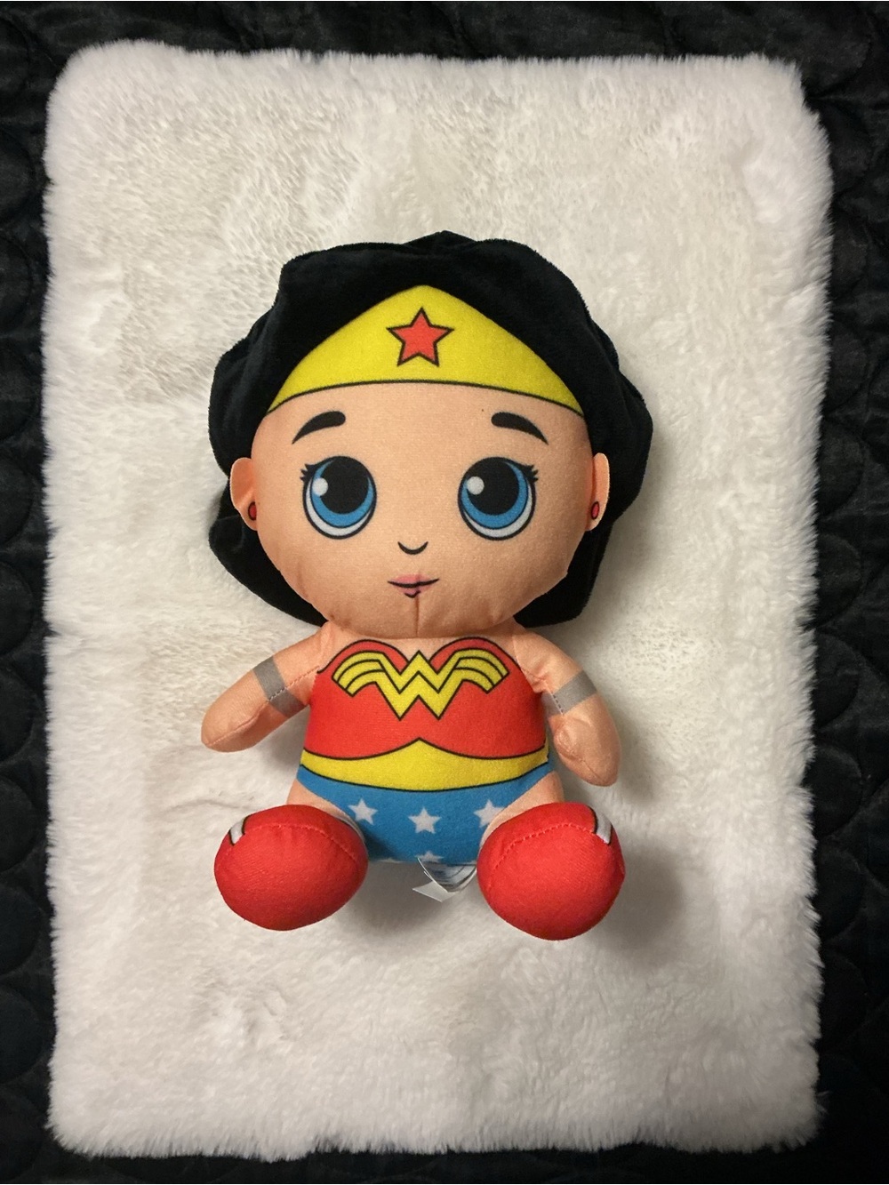 Plush Superhero Doll in Red, Yellow, Blue & Black